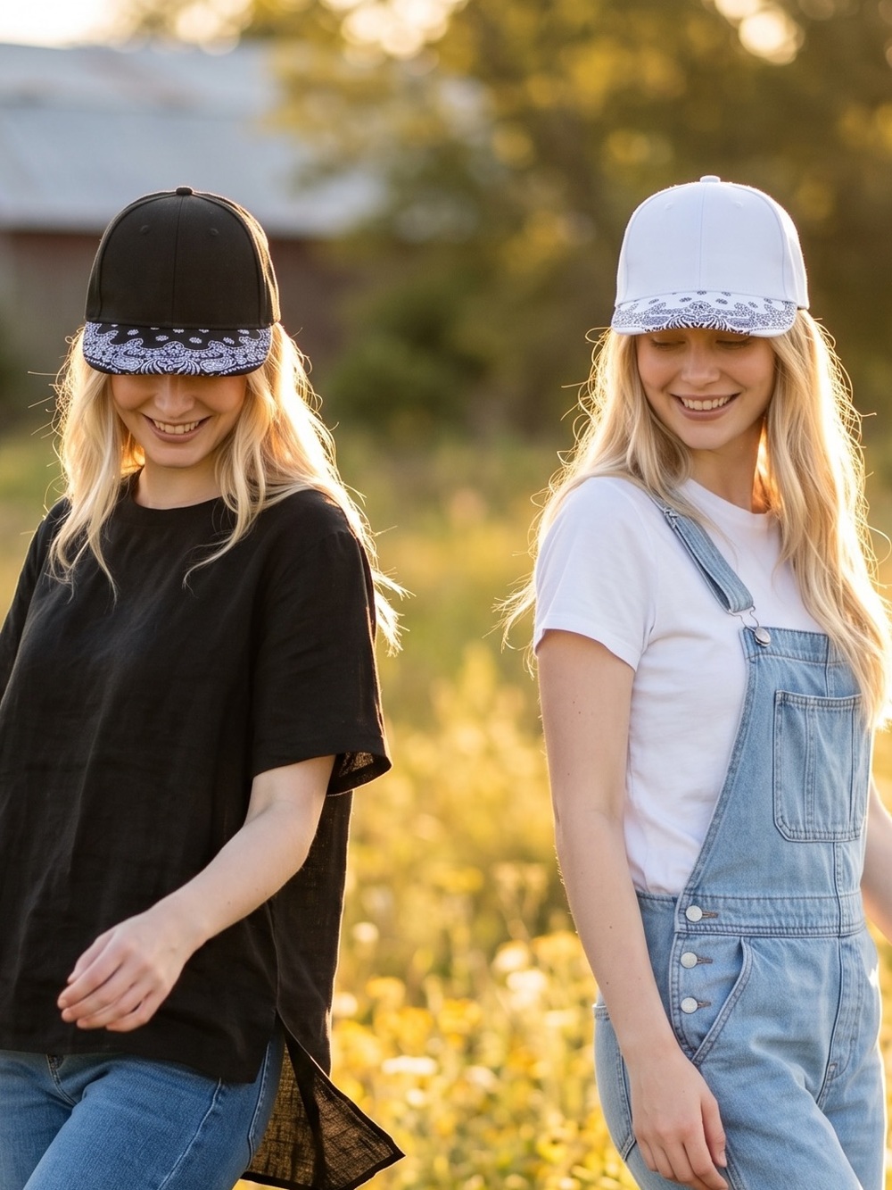 Ardene 2 Black & White Paisley Brim Baseball Caps